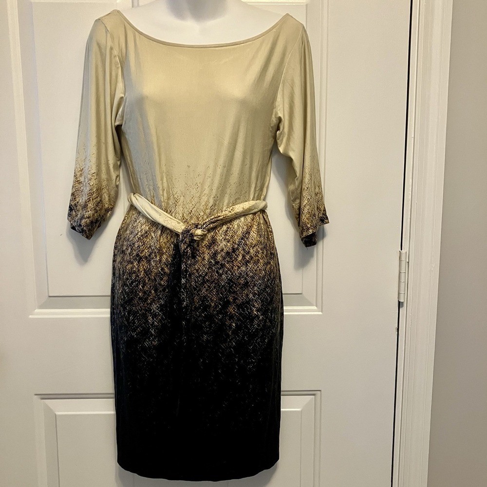Leota Women's Black & White Bird & Flower‎ Print Sleeveless Shift Dress. Sz. XS